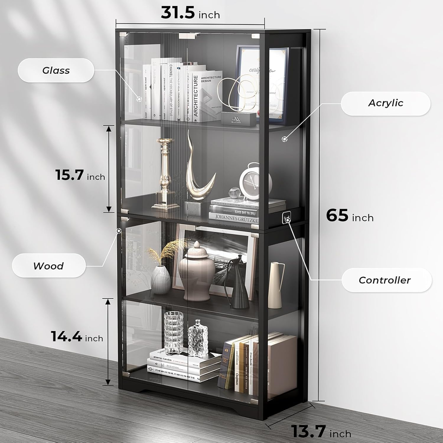 RB- A Showcase with 2-color collectible lights and glass doors