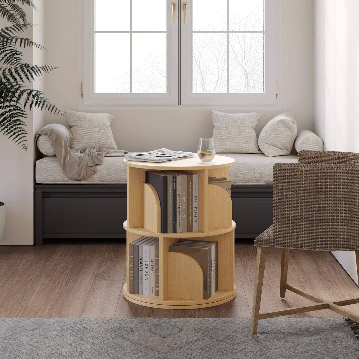 Yowos Rotating Bookshelf 360 Degree Storage Rack