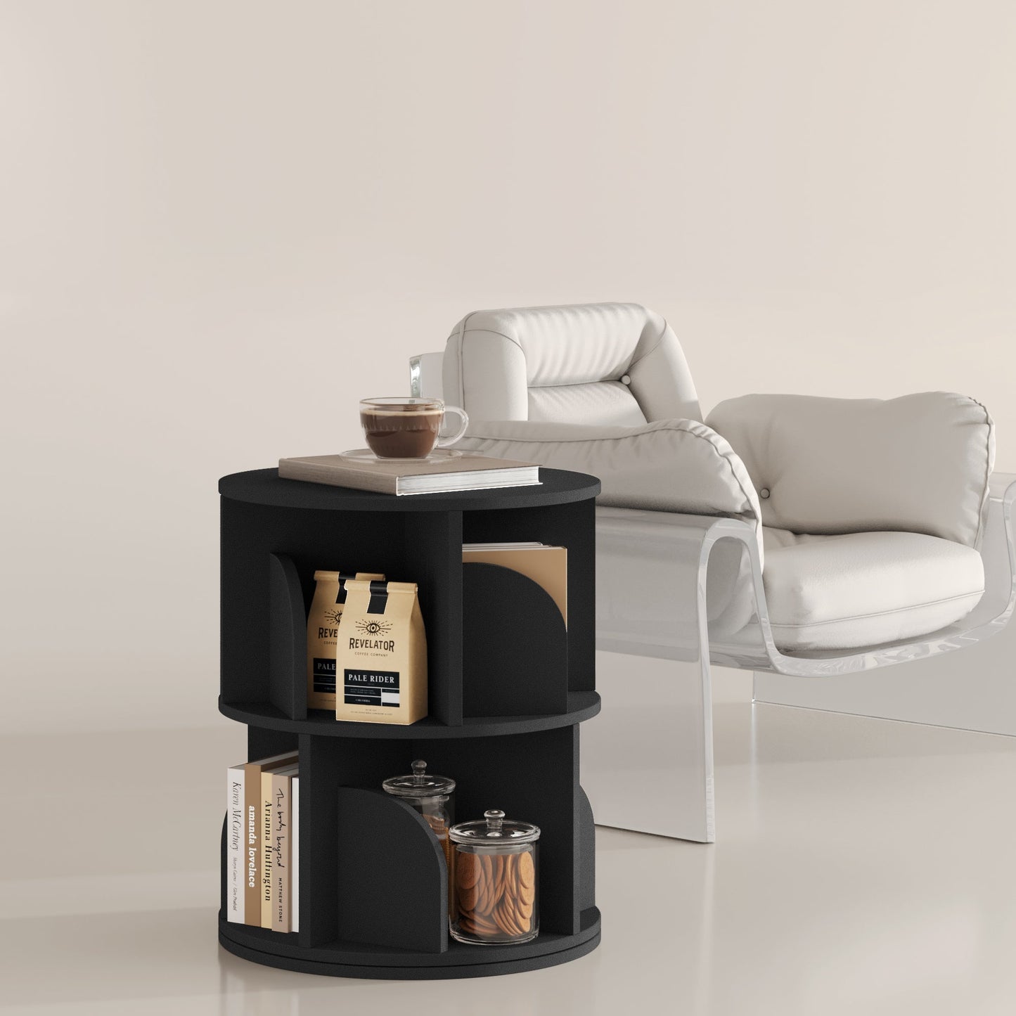 Yowos Rotating Bookshelf 360 Degree Storage Rack