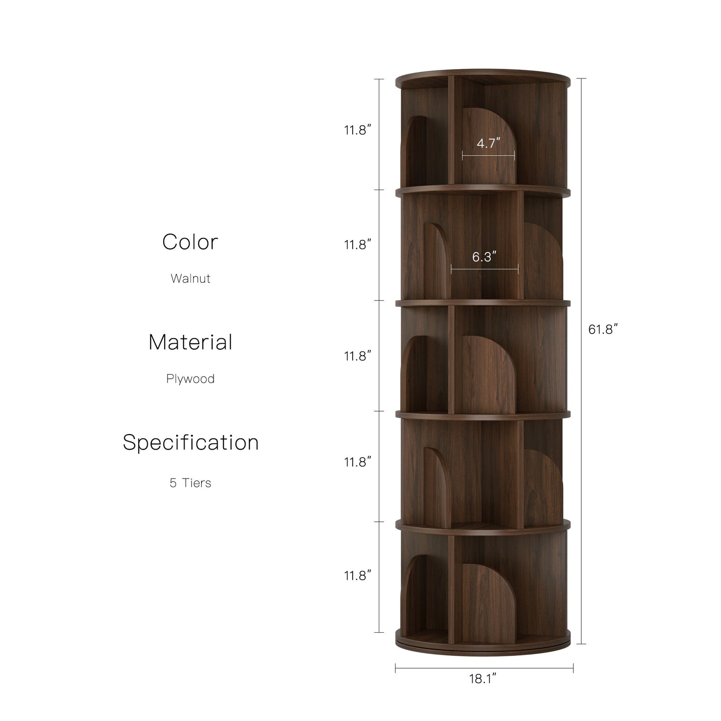 Yowos Rotating Bookshelf 360 Degree Storage Rack