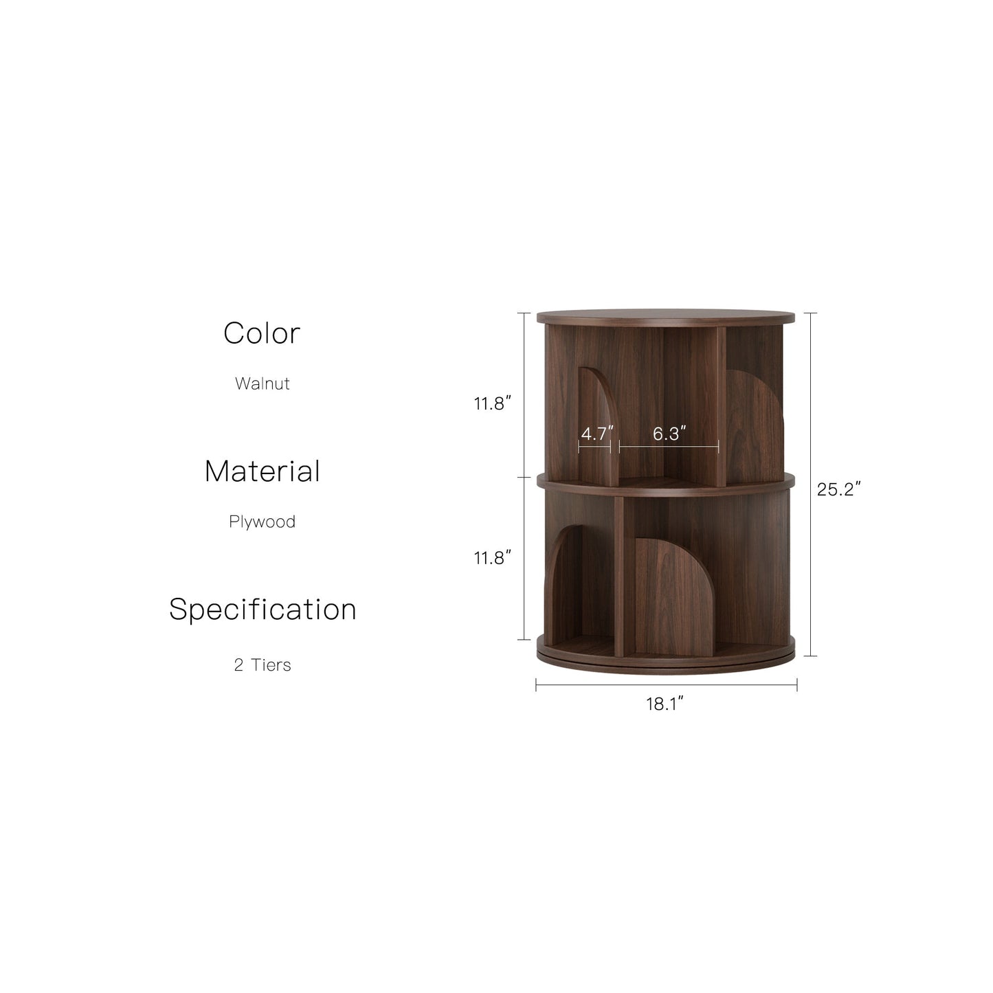 Yowos Rotating Bookshelf 360 Degree Storage Rack