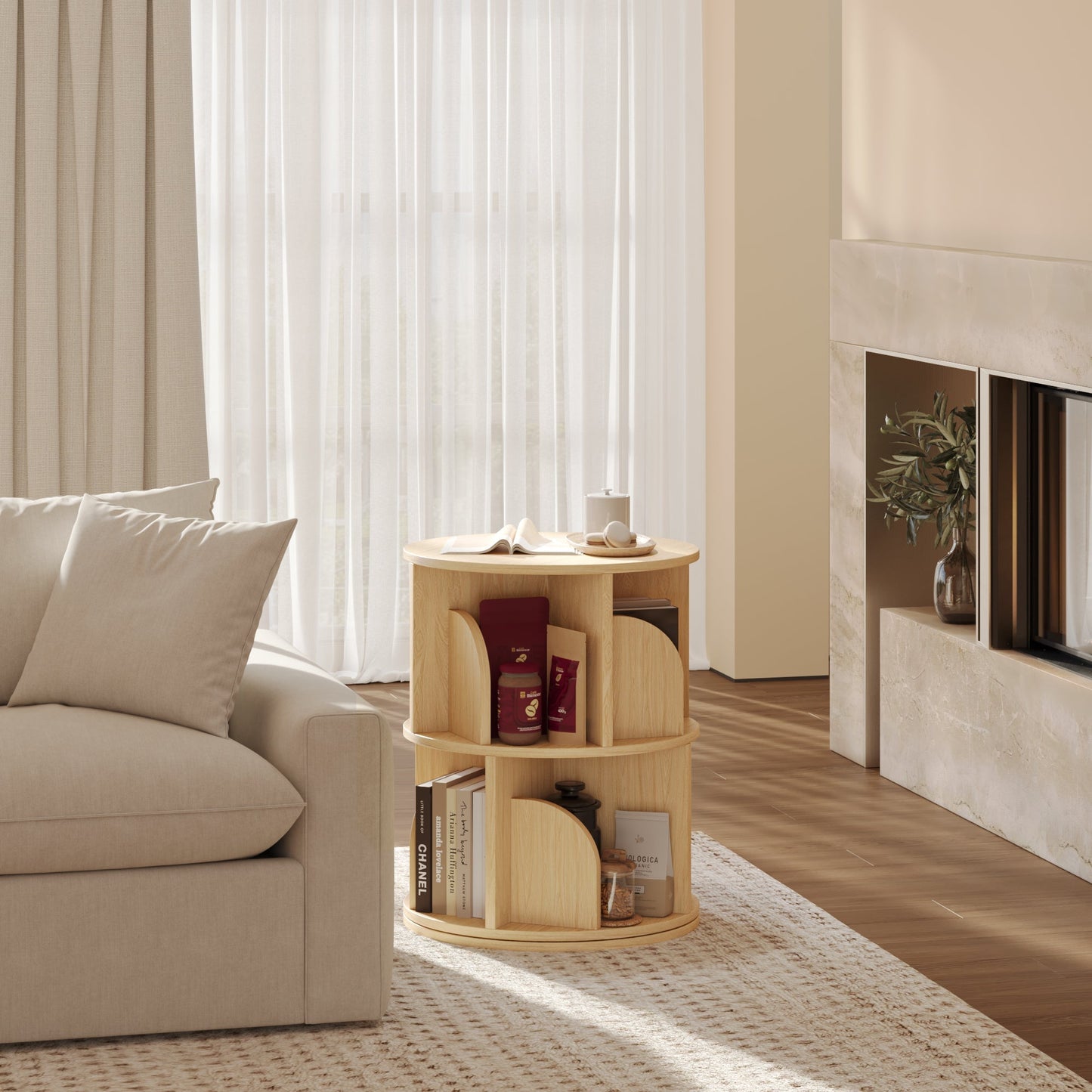 Yowos Rotating Bookshelf 360 Degree Storage Rack