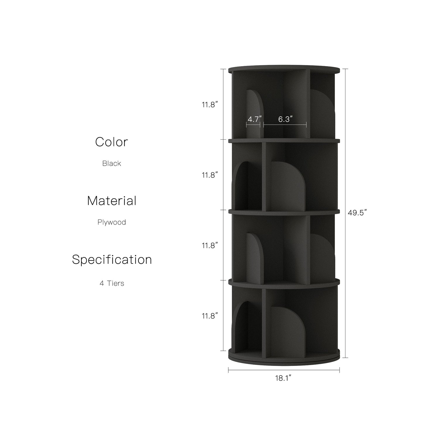 Yowos Rotating Bookshelf 360 Degree Storage Rack