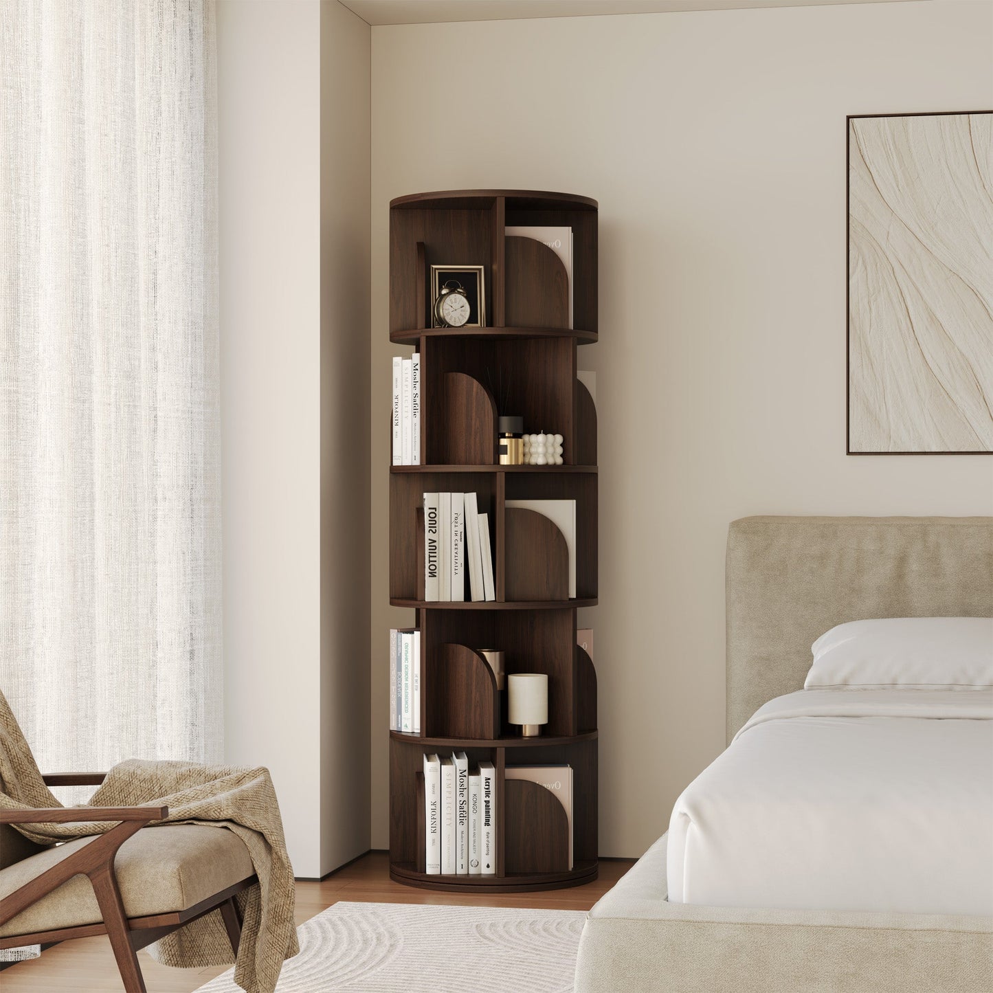 Yowos Rotating Bookshelf 360 Degree Storage Rack