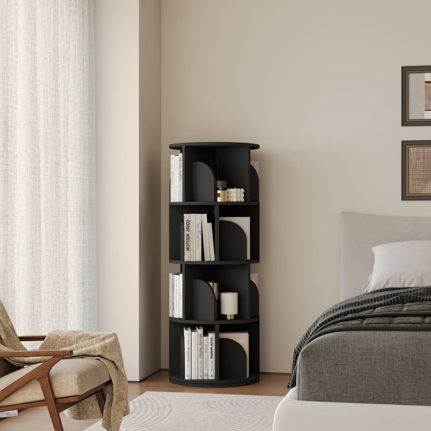 Yowos Rotating Bookshelf 360 Degree Storage Rack