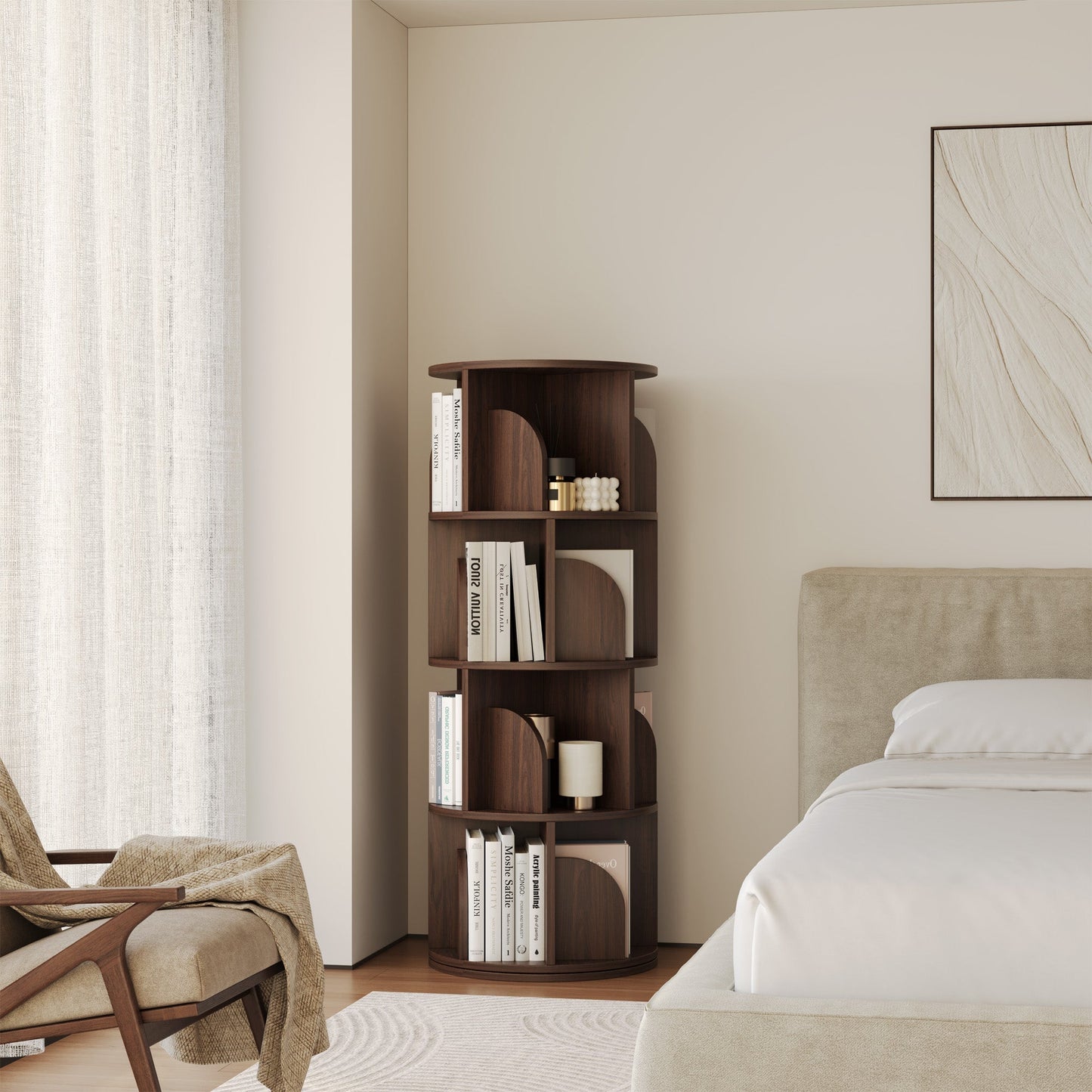 Yowos Rotating Bookshelf 360 Degree Storage Rack