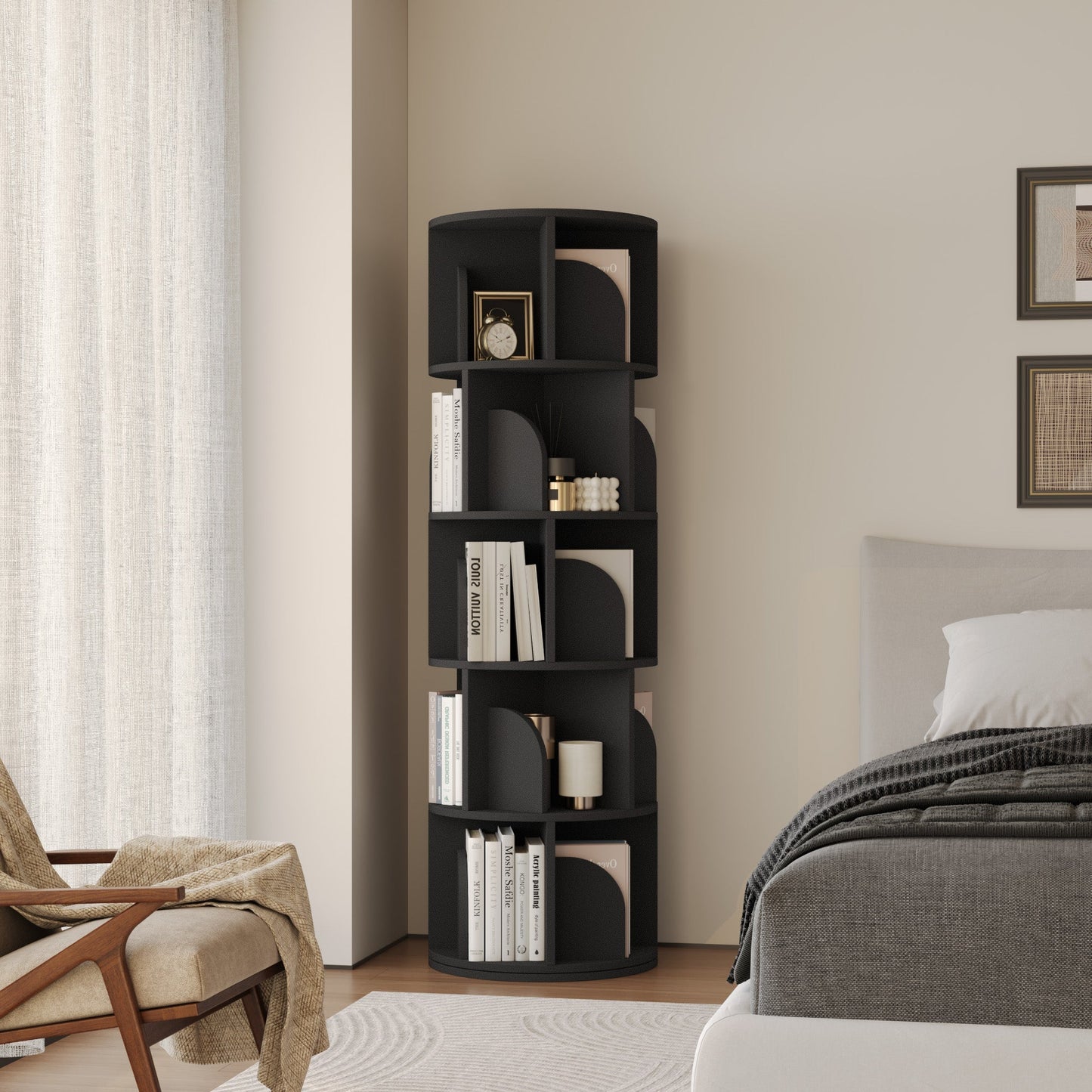 Yowos Rotating Bookshelf 360 Degree Storage Rack