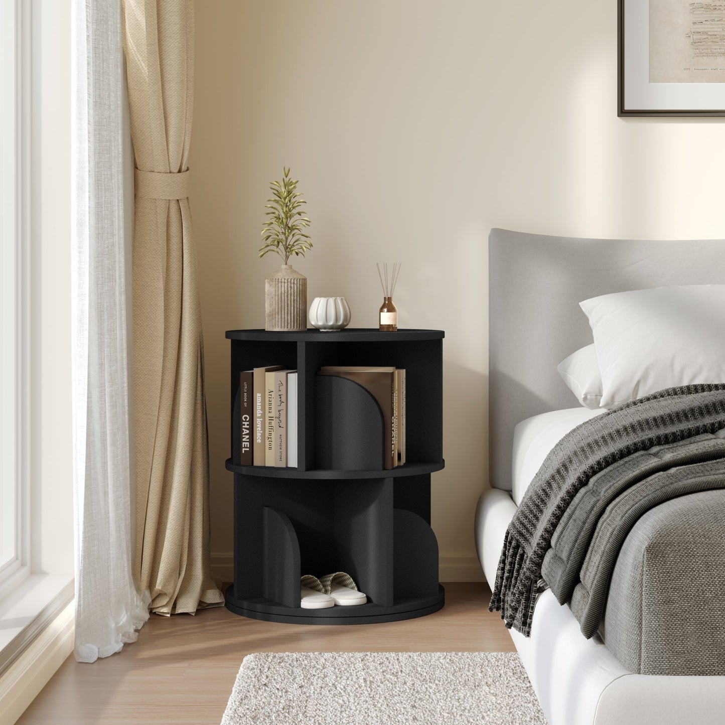 Yowos Rotating Bookshelf 360 Degree Storage Rack