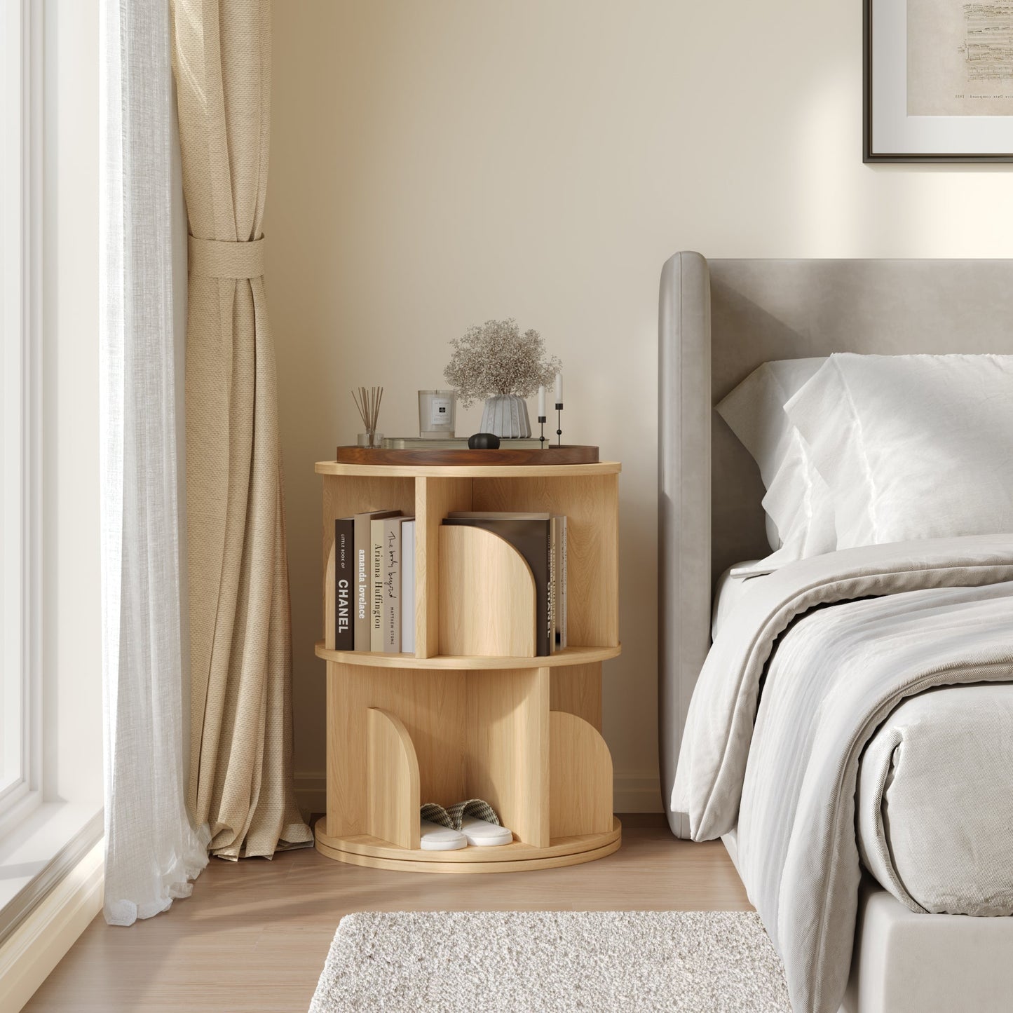 Yowos Rotating Bookshelf 360 Degree Storage Rack