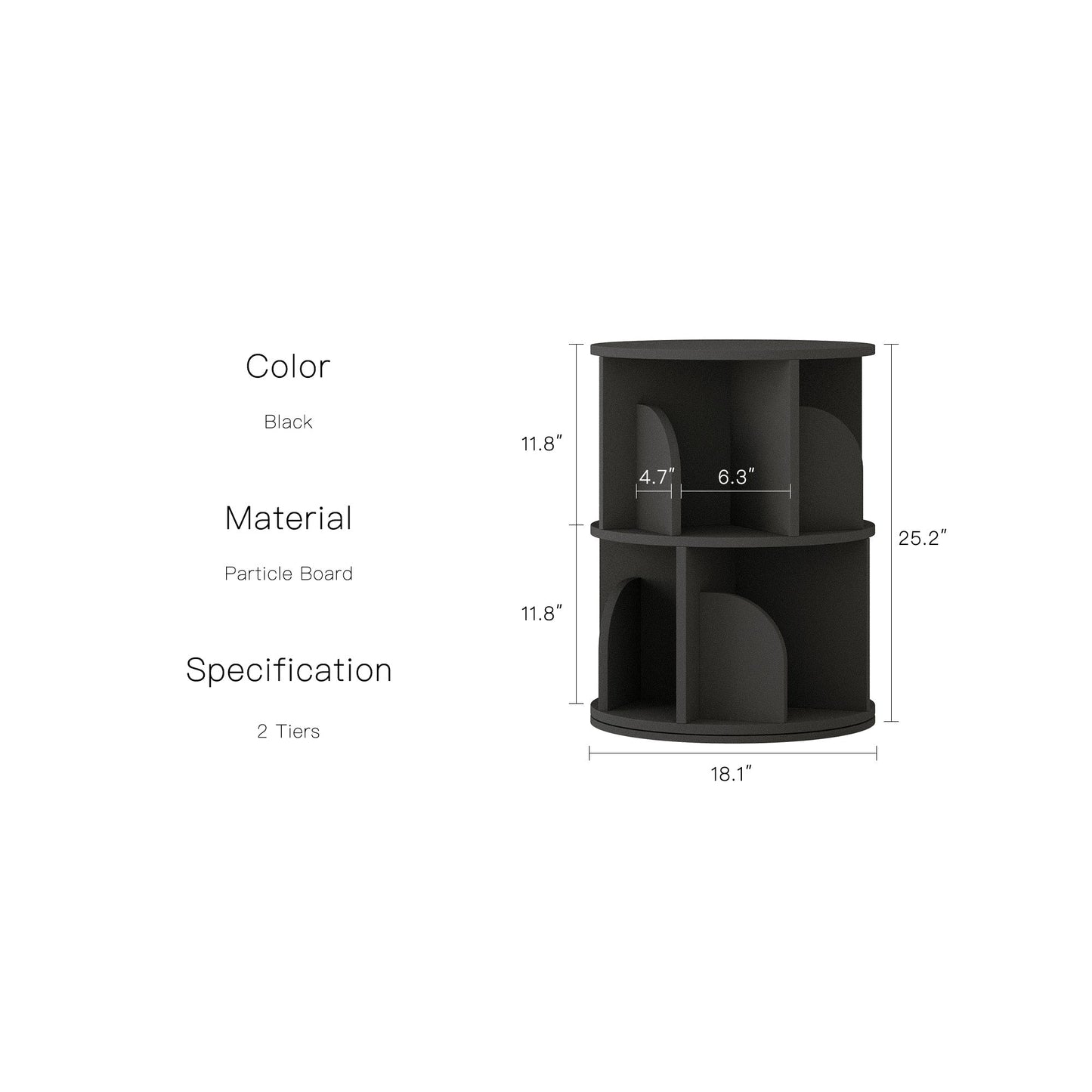 Yowos Rotating Bookshelf 360 Degree Storage Rack