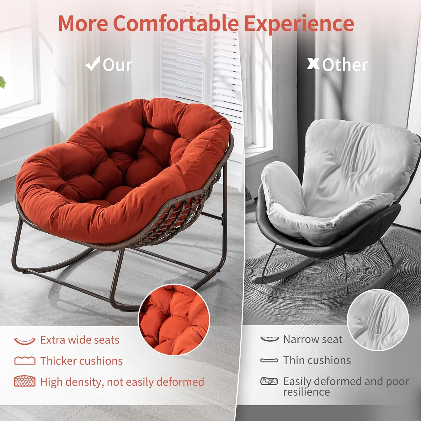 [CAILOVER]Rocking chair with cushion & free shipping