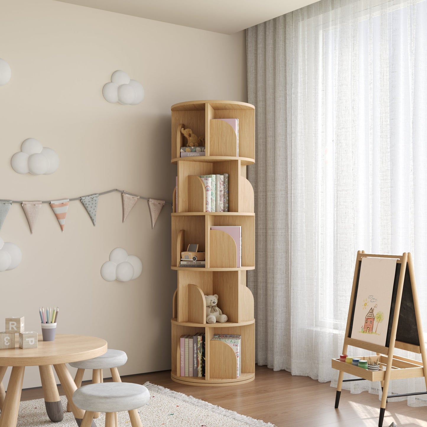 Yowos Rotating Bookshelf 360 Degree Storage Rack