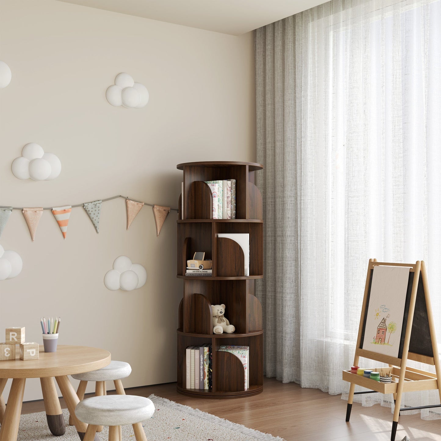 Yowos Rotating Bookshelf 360 Degree Storage Rack