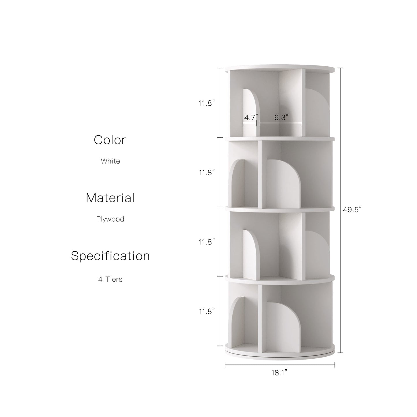 Yowos Rotating Bookshelf 360 Degree Storage Rack