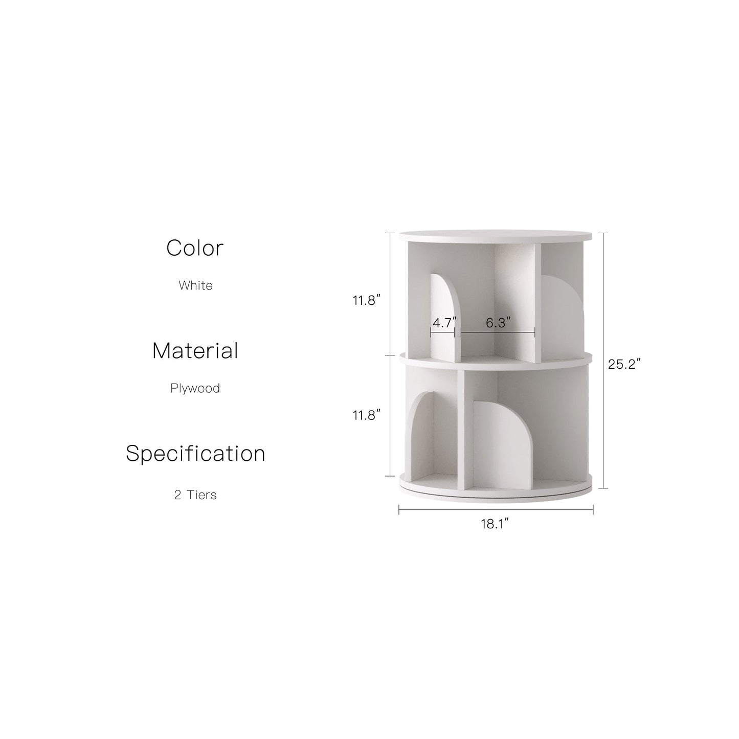 Yowos Rotating Bookshelf 360 Degree Storage Rack