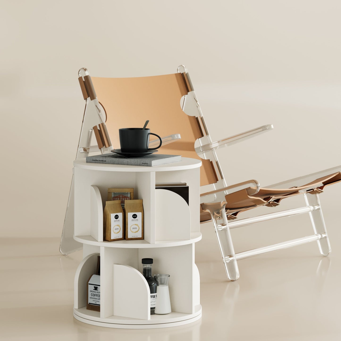 Yowos Rotating Bookshelf 360 Degree Storage Rack