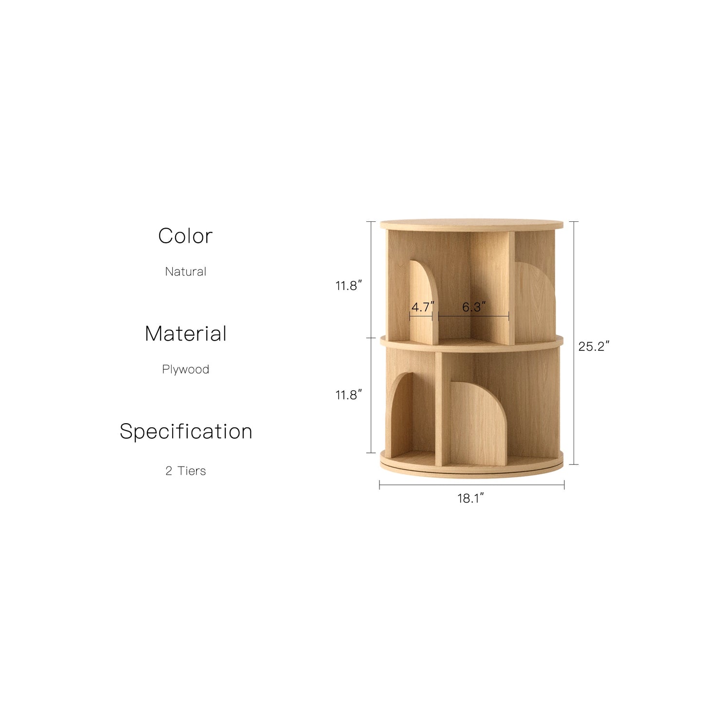 Yowos Rotating Bookshelf 360 Degree Storage Rack