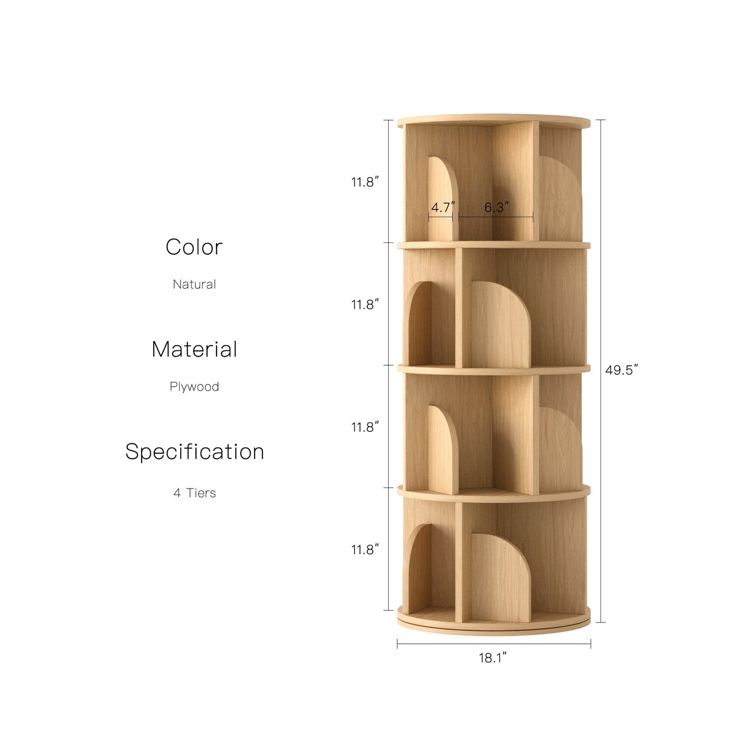 Yowos Rotating Bookshelf 360 Degree Storage Rack