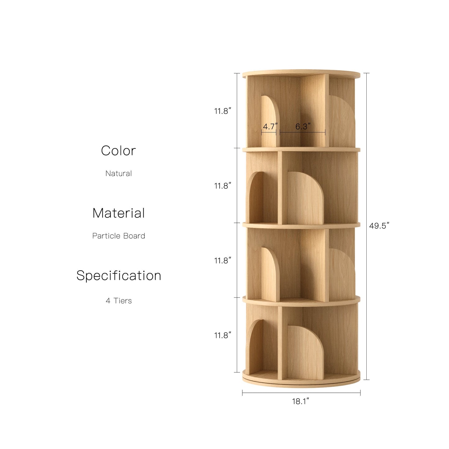 Yowos Rotating Bookshelf 360 Degree Storage Rack