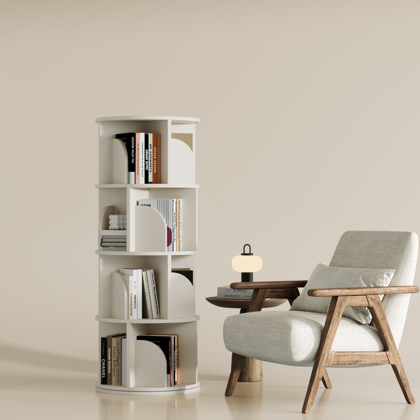 Yowos Rotating Bookshelf 360 Degree Storage Rack